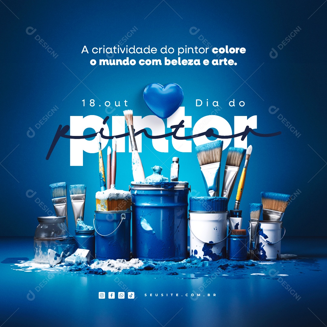 Dia Do Pintor A Criatividade do Pintor Colore o Mundo com Beleza e Arte Social Media PSD Editável