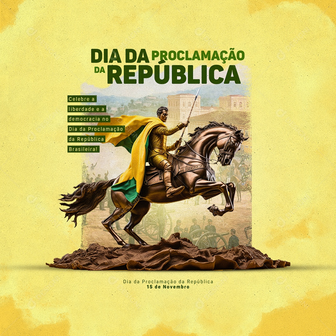 Dia da Proclamação Da República Celebre a Liberdade e  a Democracia Social Media PSD Editável
