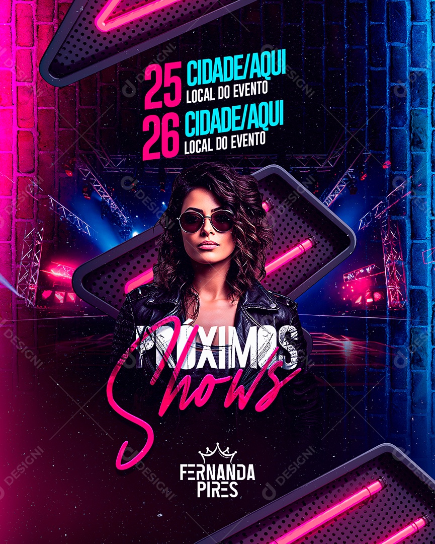Flyer Próximos Shows Fernanda Pires Social Media PSD Editável