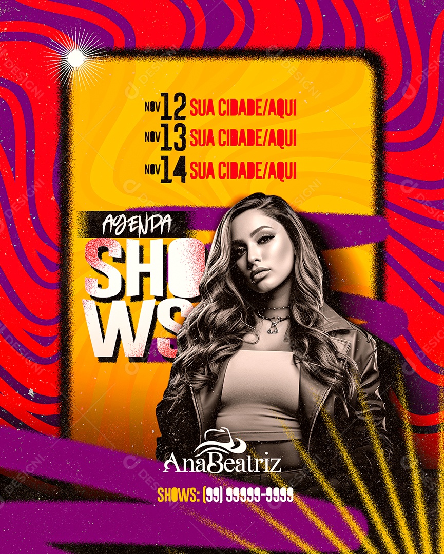 Flyer Agenda Shows Ana Beatriz Social Media PSD Editável
