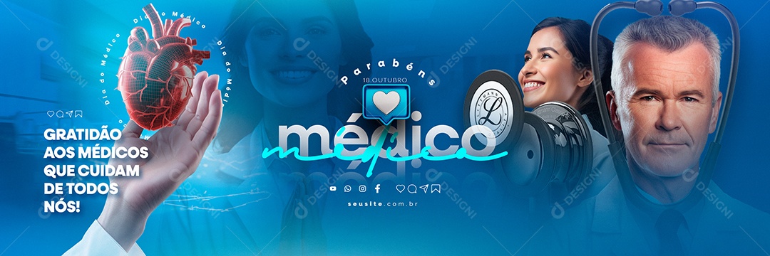Carrossel Dia Do Médico Gratidão aos Médicos que Cuidam de Todos Nós Social Media PSD Editável