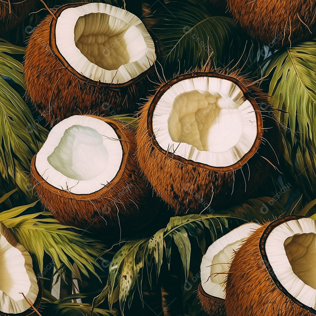 Padrão de coco de pintura a óleo