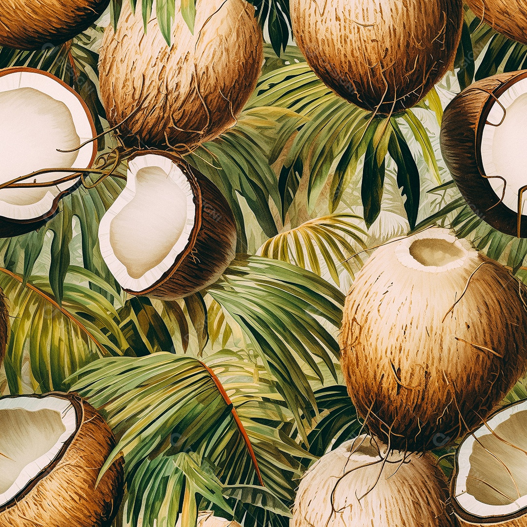 Padrão de coco de pintura a óleo
