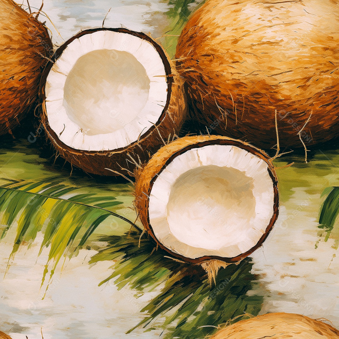 Padrão de coco de pintura a óleo