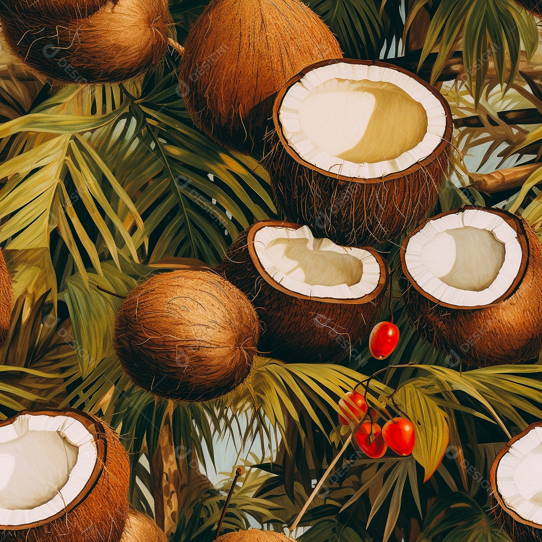 Padrão de coco de pintura a óleo