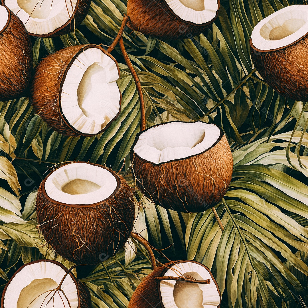 Padrão de coco de pintura a óleo