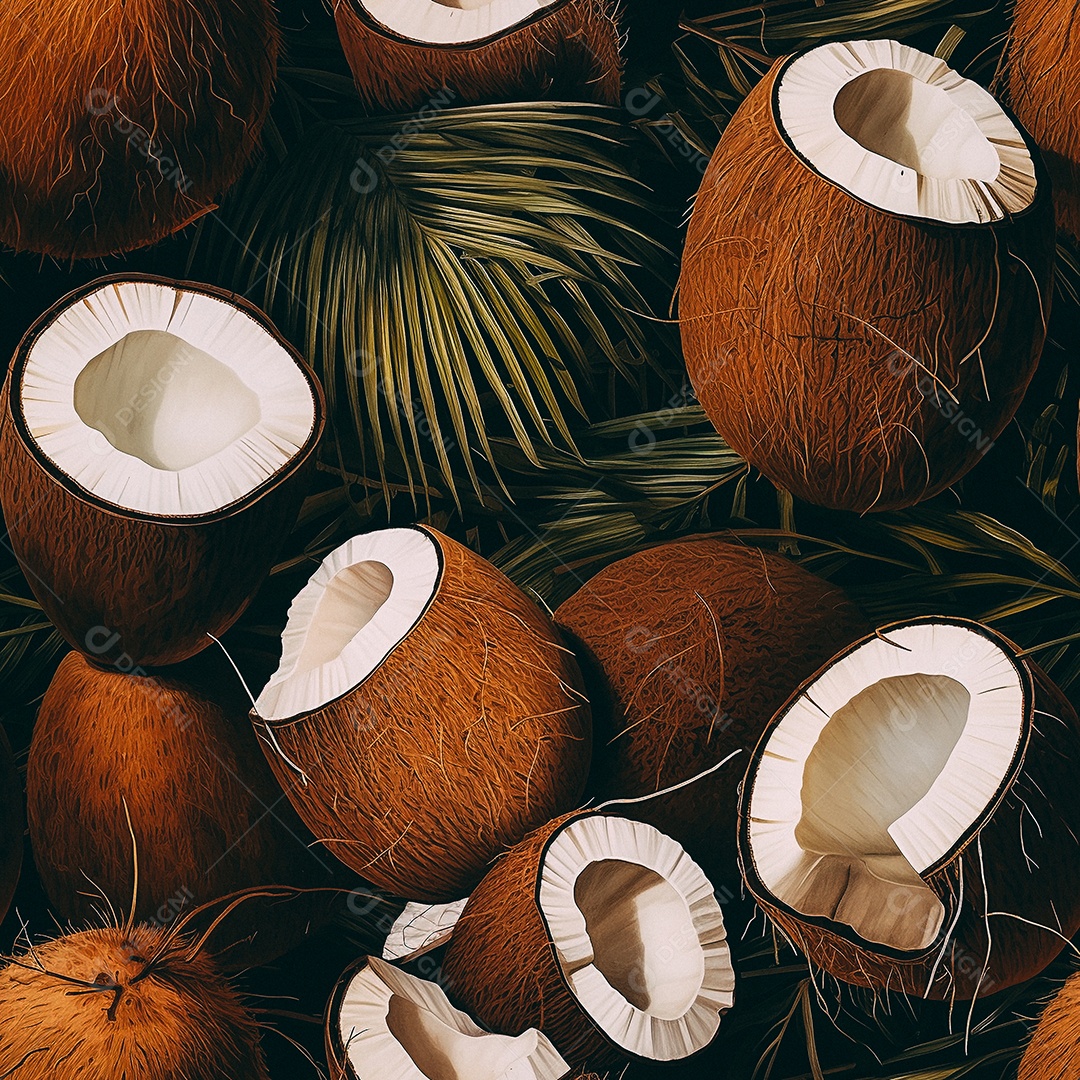 Padrão de coco de pintura a óleo