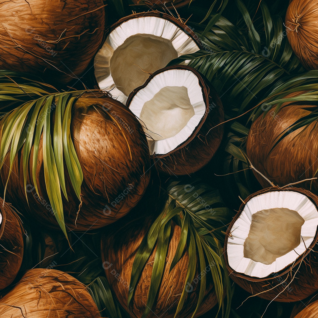 Padrão de coco de pintura a óleo