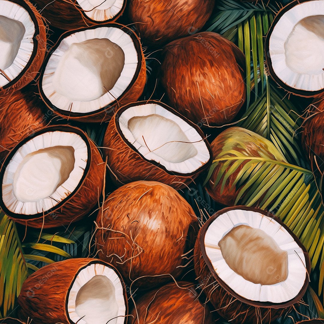 Padrão de coco de pintura a óleo