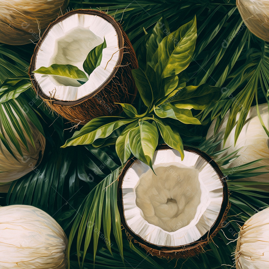 Padrão de coco de pintura a óleo