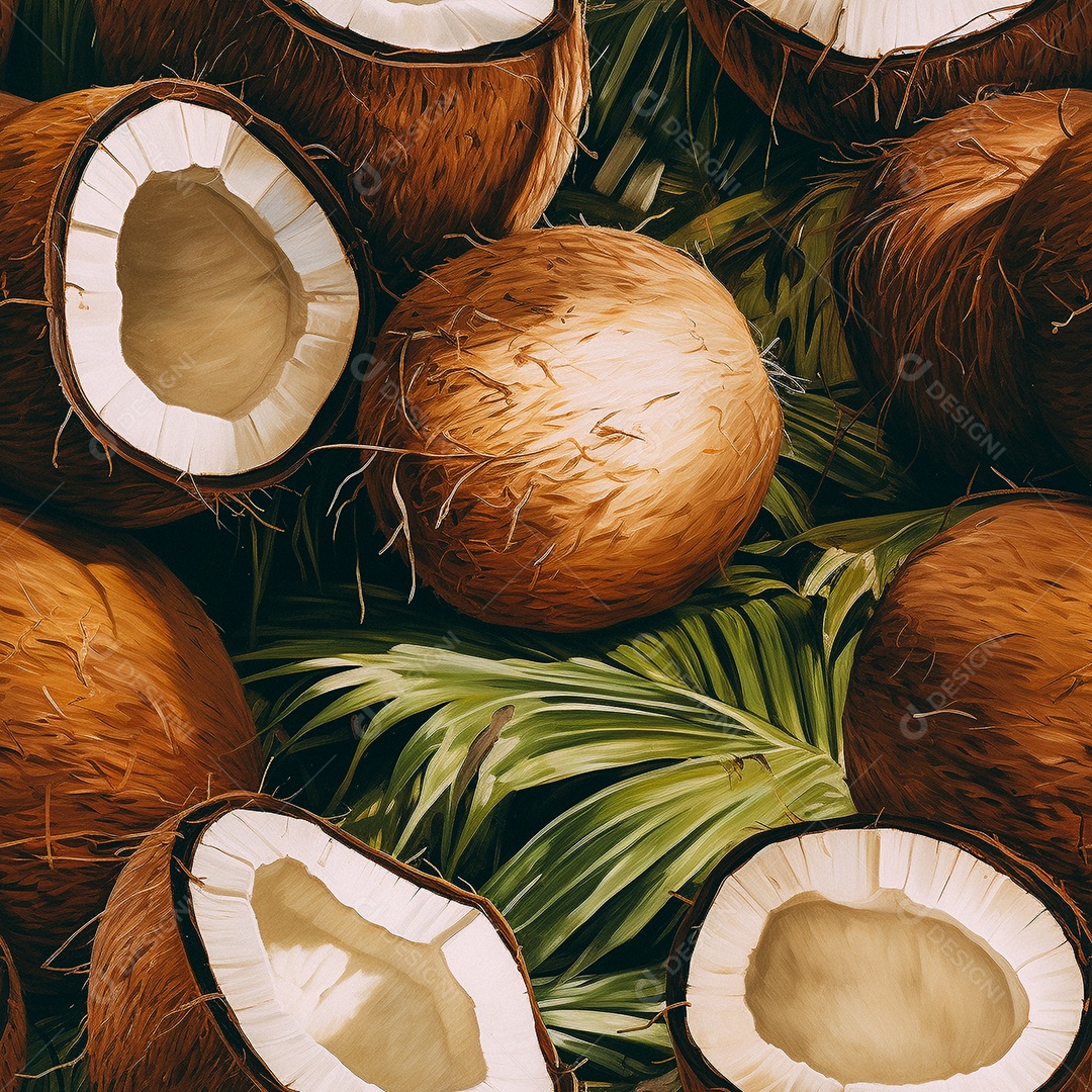 Padrão de coco de pintura a óleo