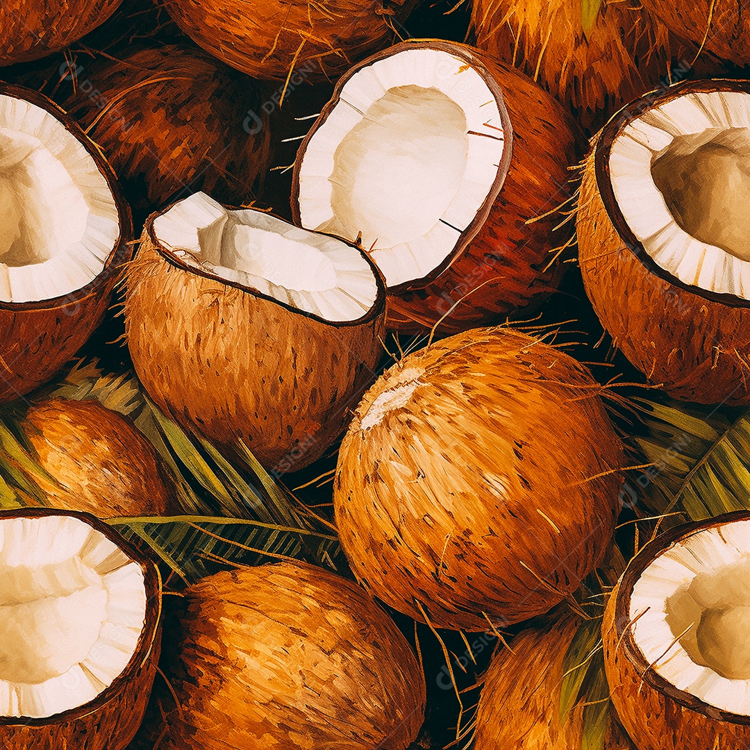 Padrão de coco de pintura a óleo