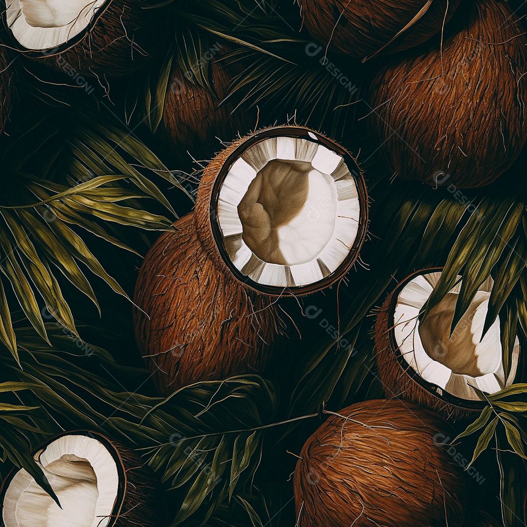 Padrão de coco de pintura a óleo