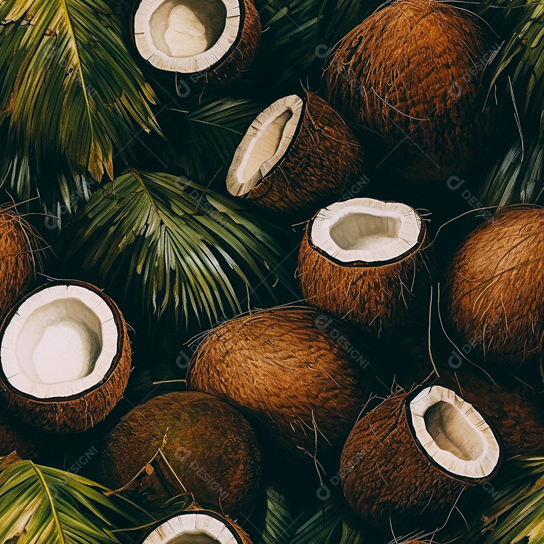 Padrão de coco de pintura a óleo