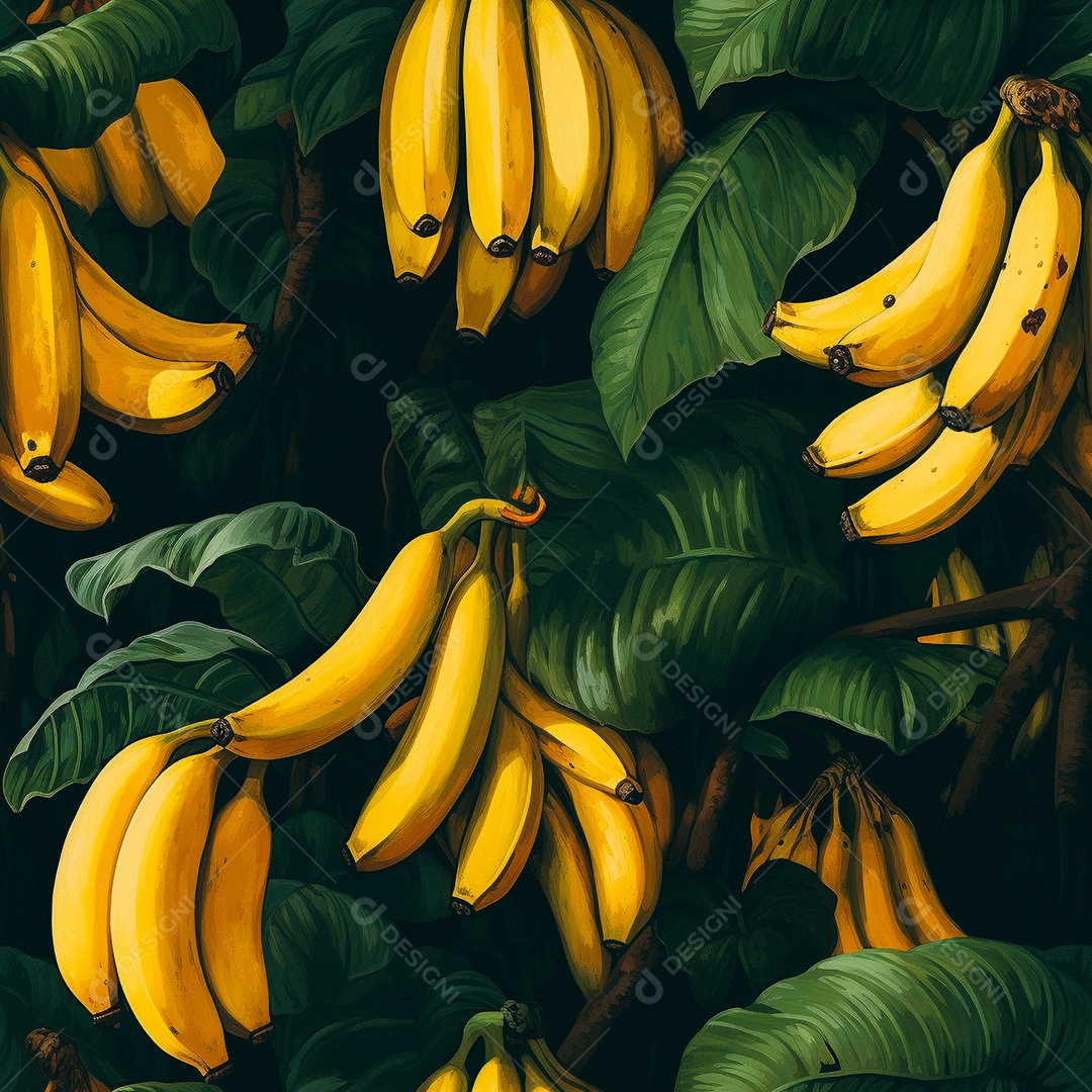 Padrão de bananas de pintura a óleo