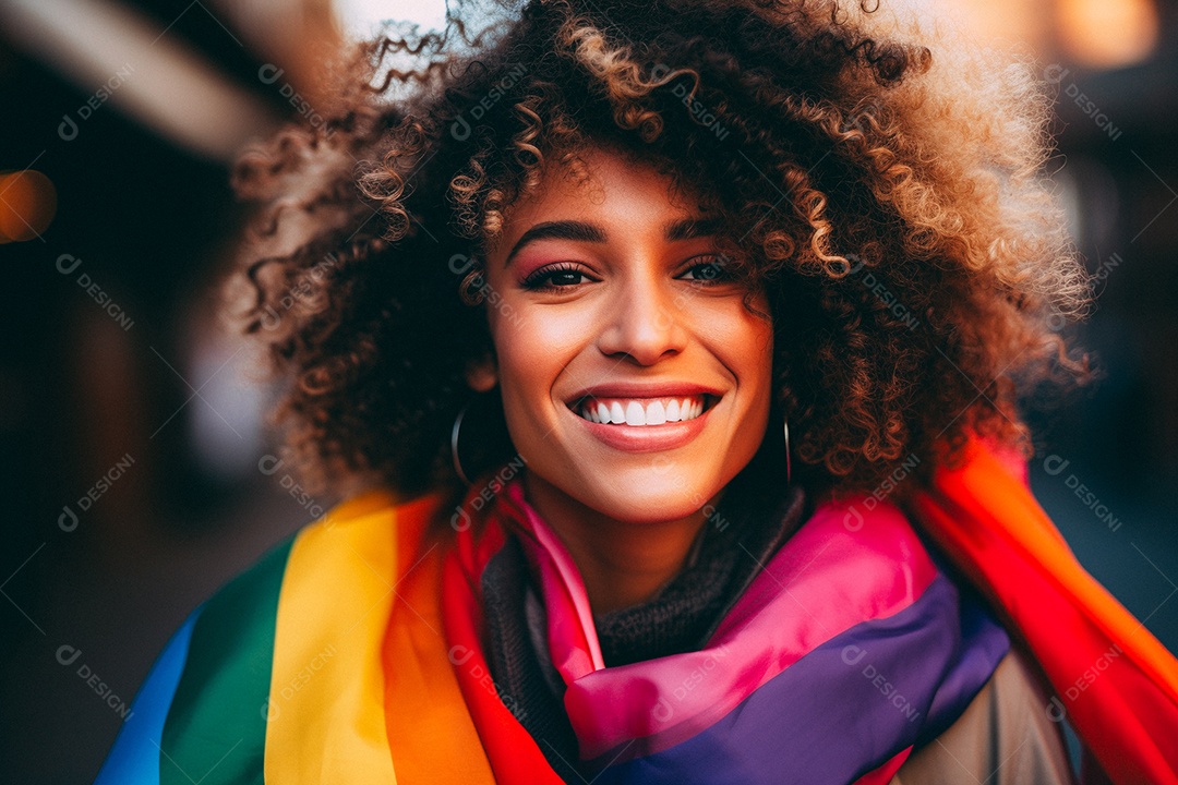 Pessoas da comunidade LGBT segurando a bandeira