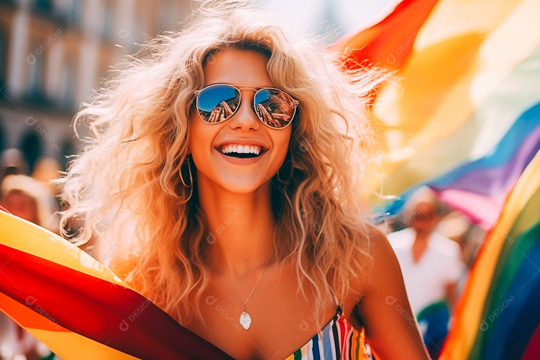 Pessoas da comunidade LGBT segurando a bandeira
