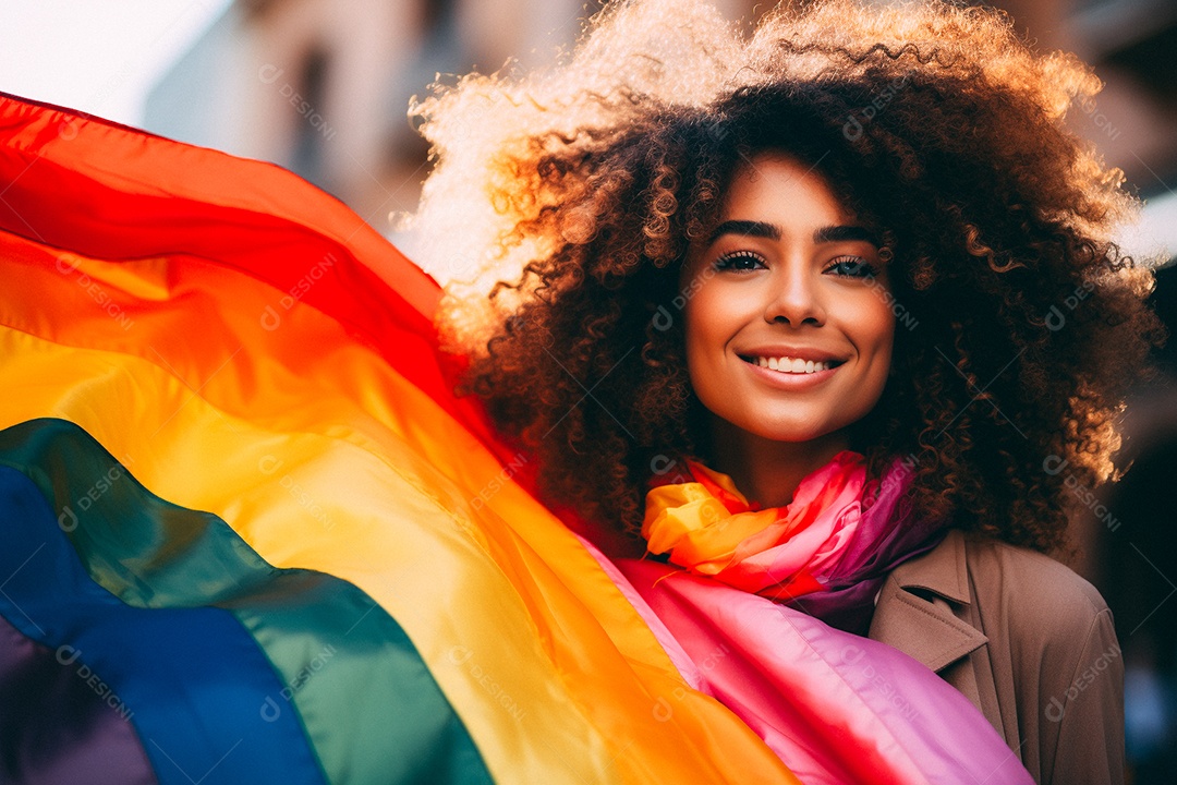 Pessoas da comunidade LGBT segurando a bandeira