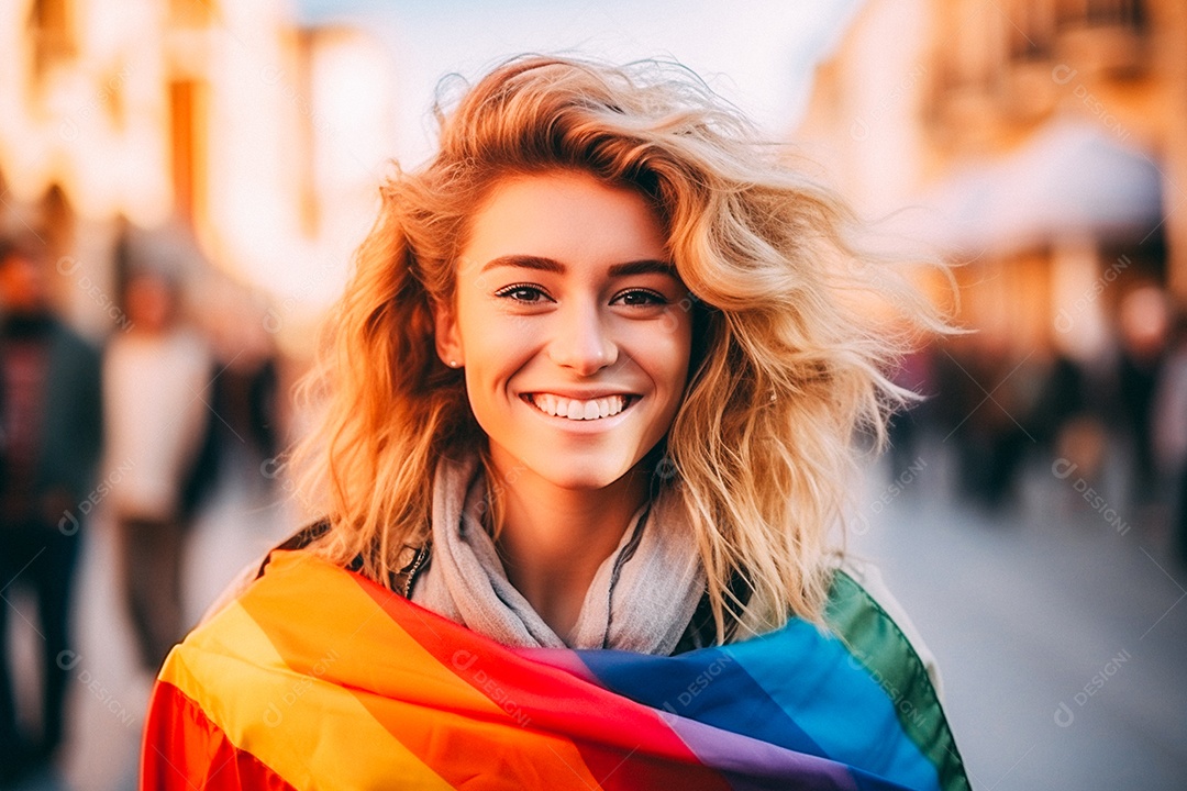 Pessoas da comunidade LGBT segurando a bandeira