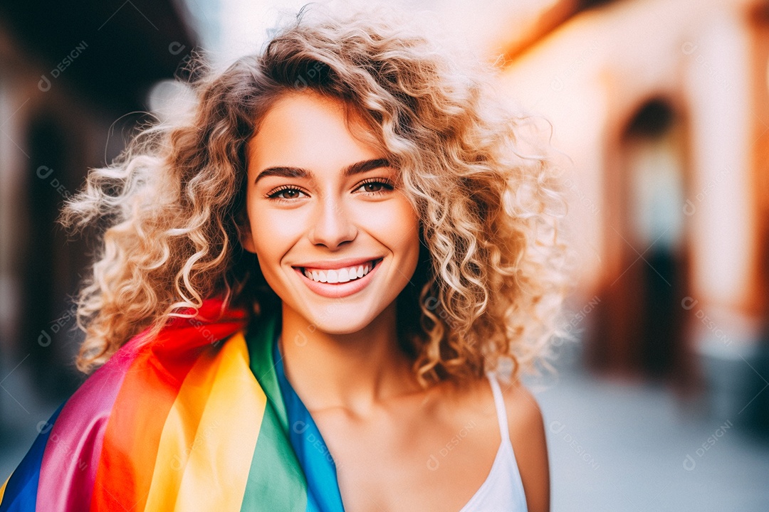 Pessoas da comunidade LGBT segurando a bandeira