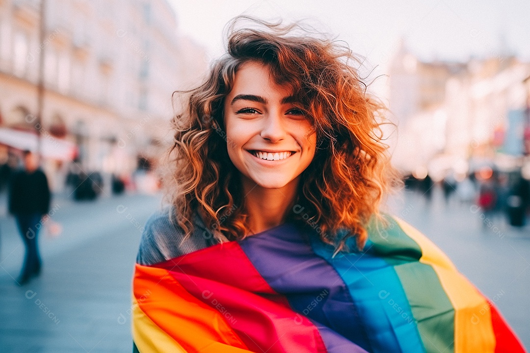 Pessoas da comunidade LGBT segurando a bandeira