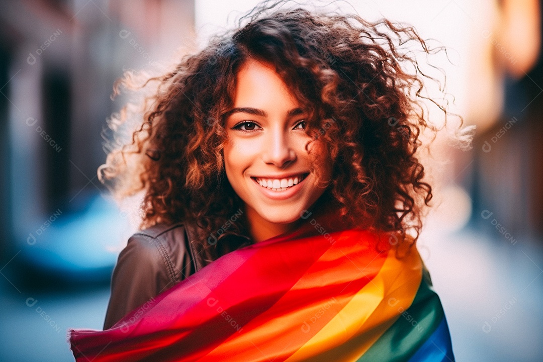 Pessoas da comunidade LGBT segurando a bandeira