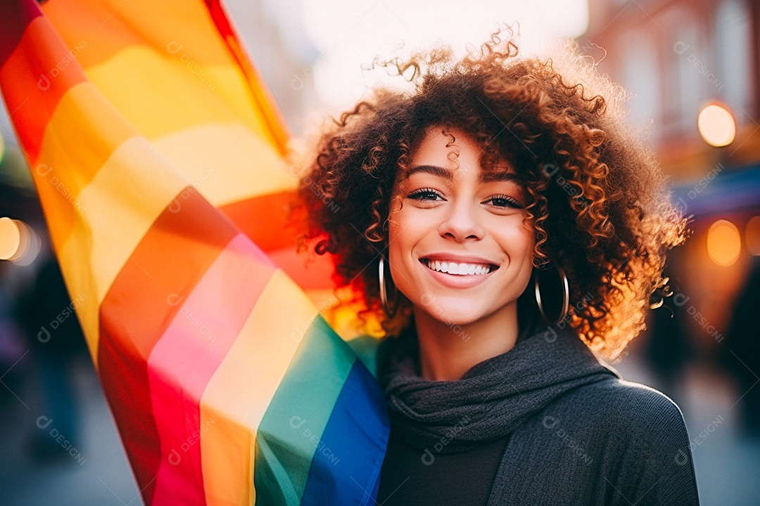 Pessoas da comunidade LGBT segurando a bandeira
