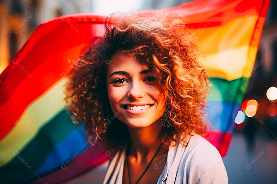 Pessoas da comunidade LGBT segurando a bandeira