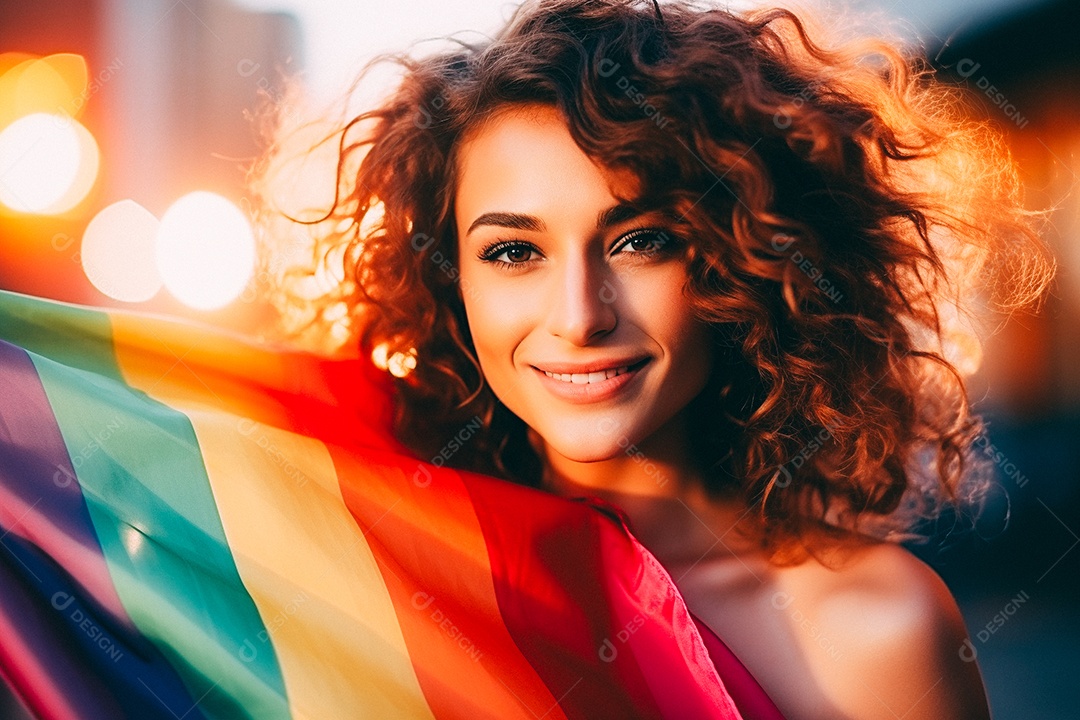 Pessoas da comunidade LGBT segurando a bandeira