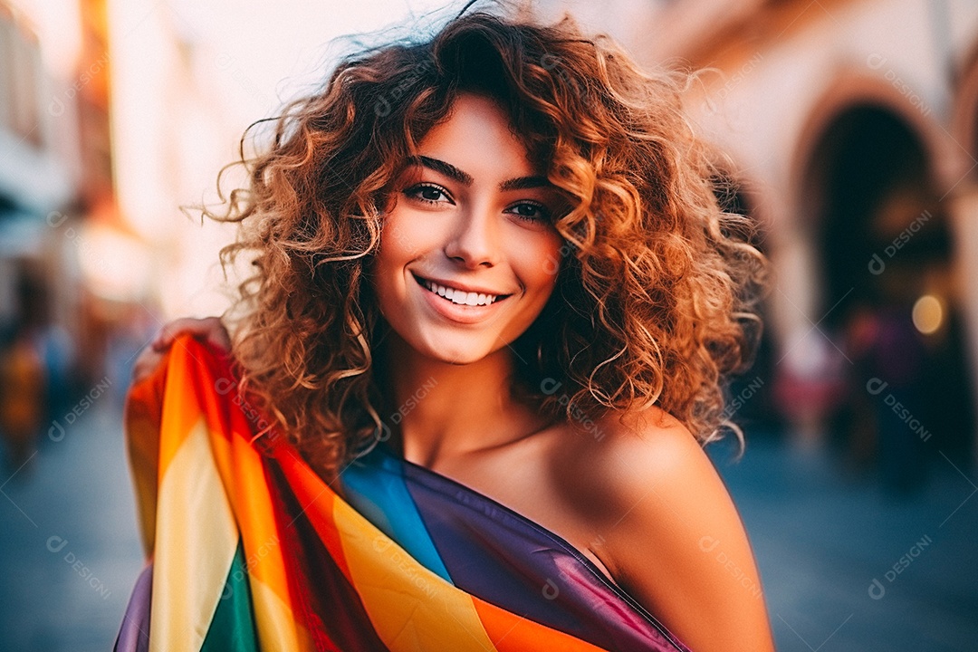 Pessoas da comunidade LGBT segurando a bandeira