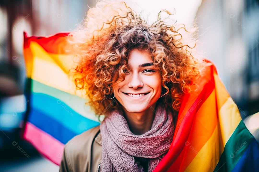 Pessoas da comunidade LGBT segurando a bandeira