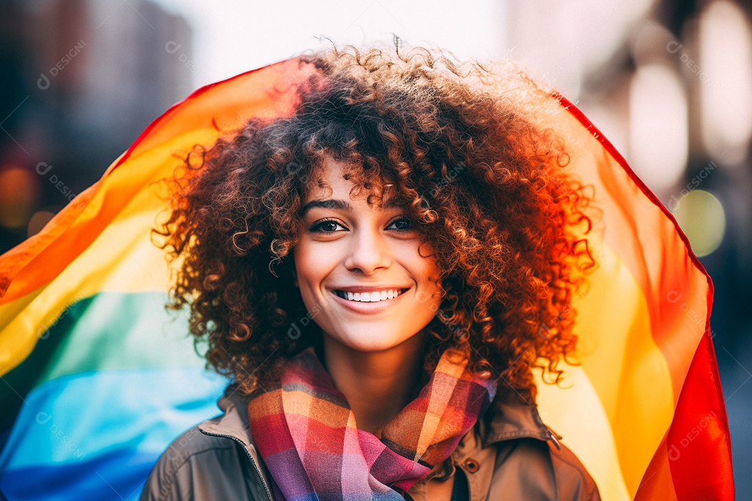 Pessoas da comunidade LGBT segurando a bandeira