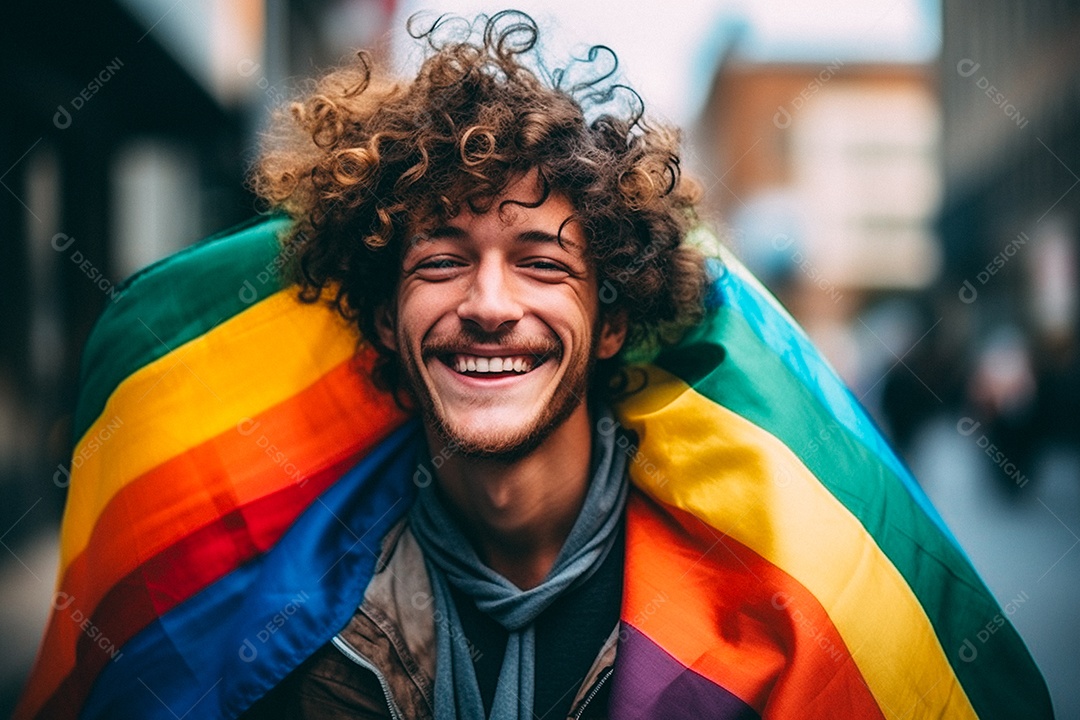 Pessoas da comunidade LGBT segurando a bandeira
