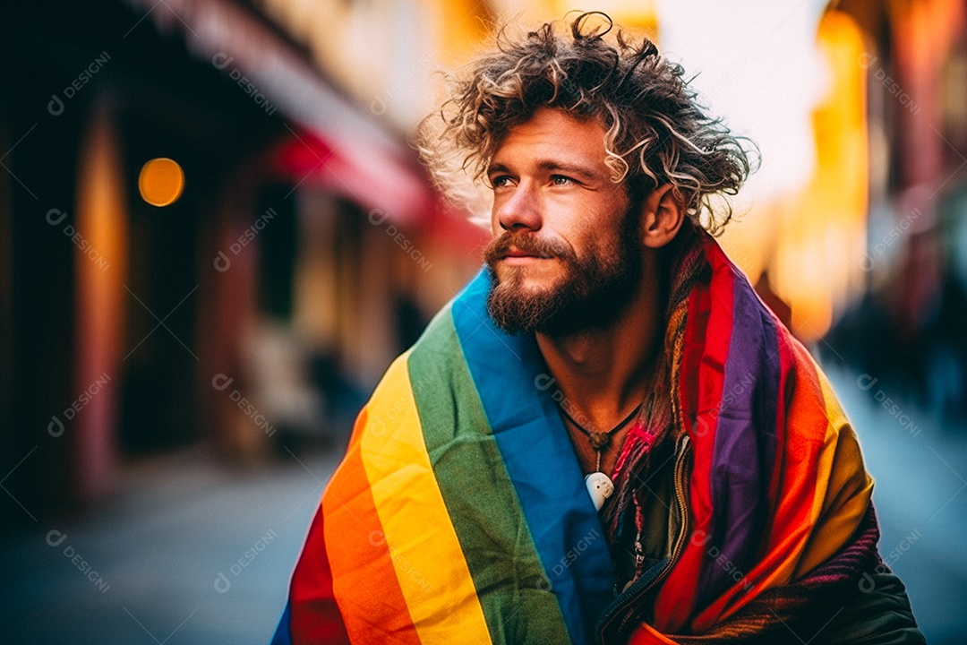 Pessoas da comunidade LGBT segurando a bandeira