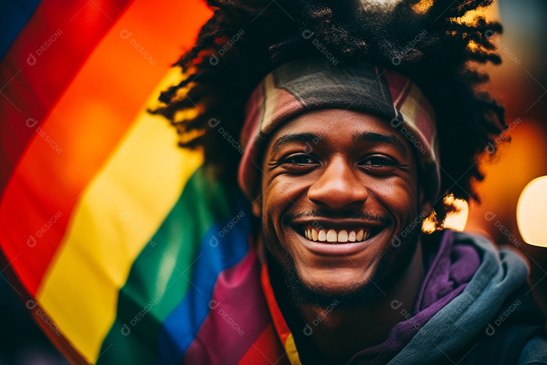 Pessoas da comunidade LGBT segurando a bandeira