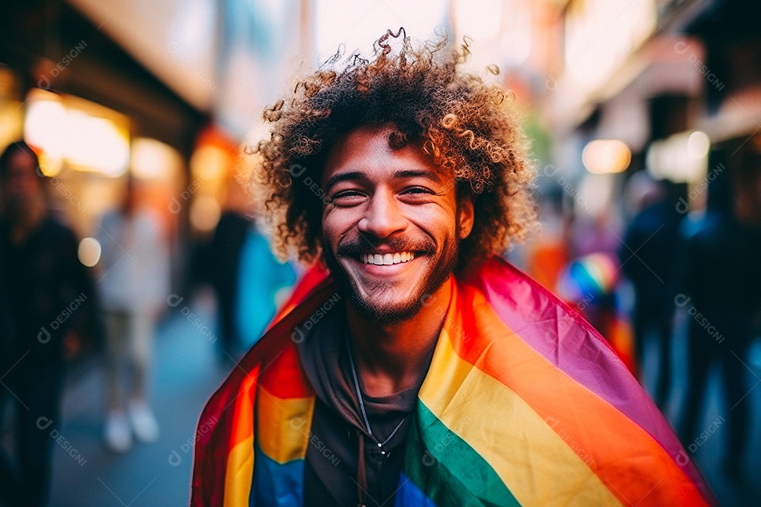 Pessoas da comunidade LGBT segurando a bandeira
