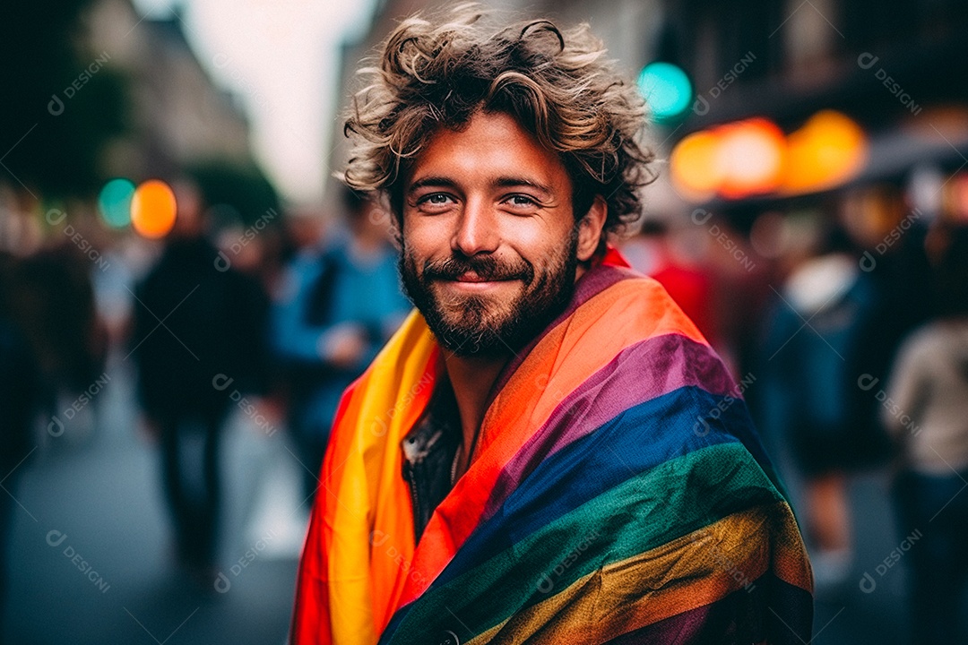 Pessoas da comunidade LGBT segurando a bandeira