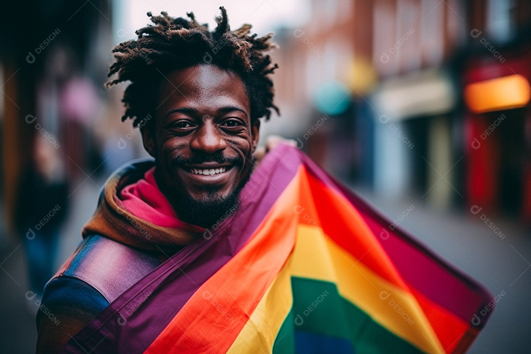 Pessoas da comunidade LGBT segurando a bandeira