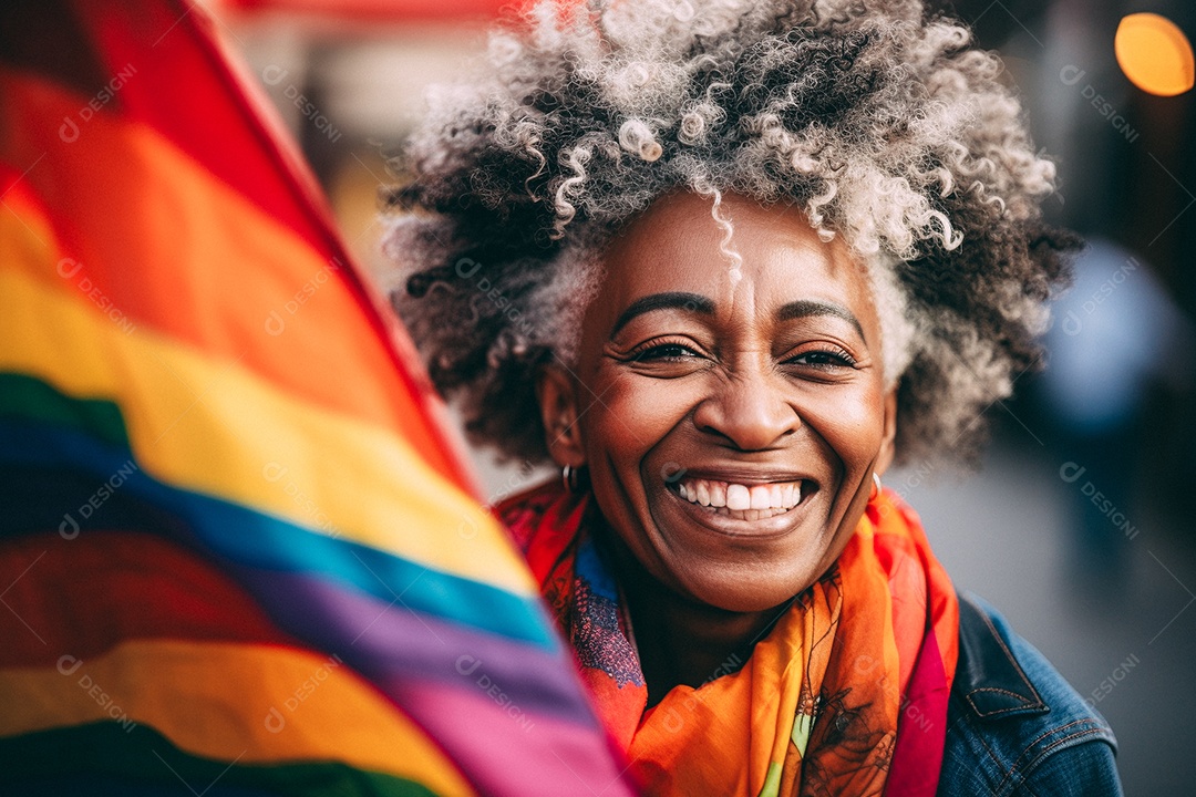 Pessoas da comunidade LGBT segurando a bandeira