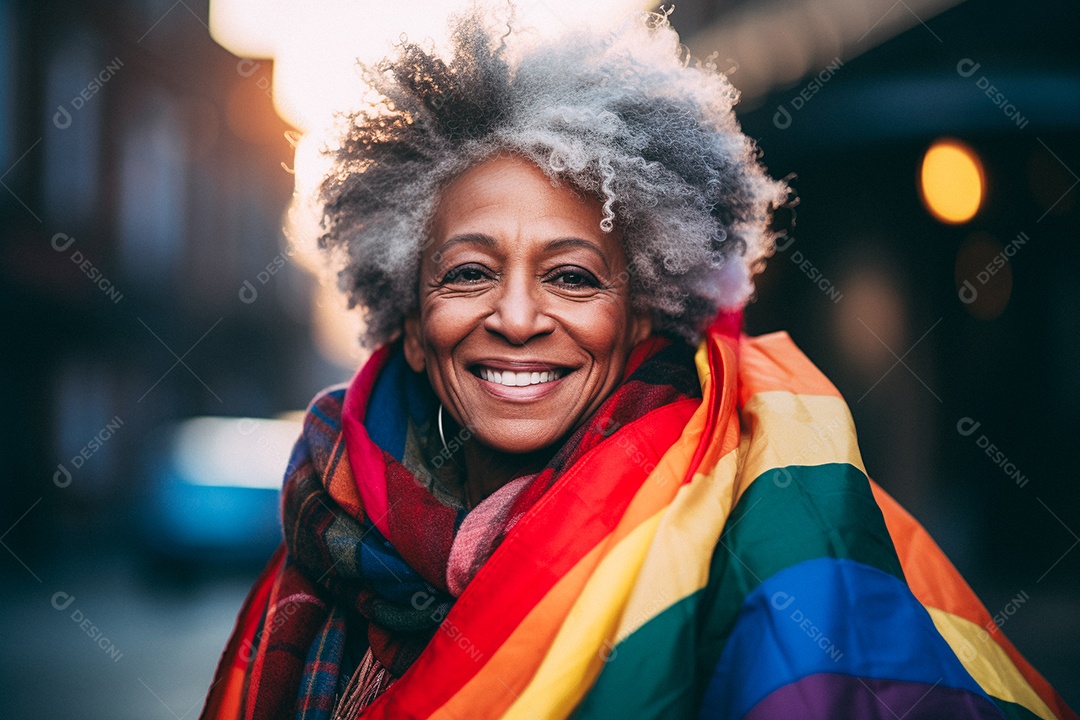 Pessoas da comunidade LGBT segurando a bandeira