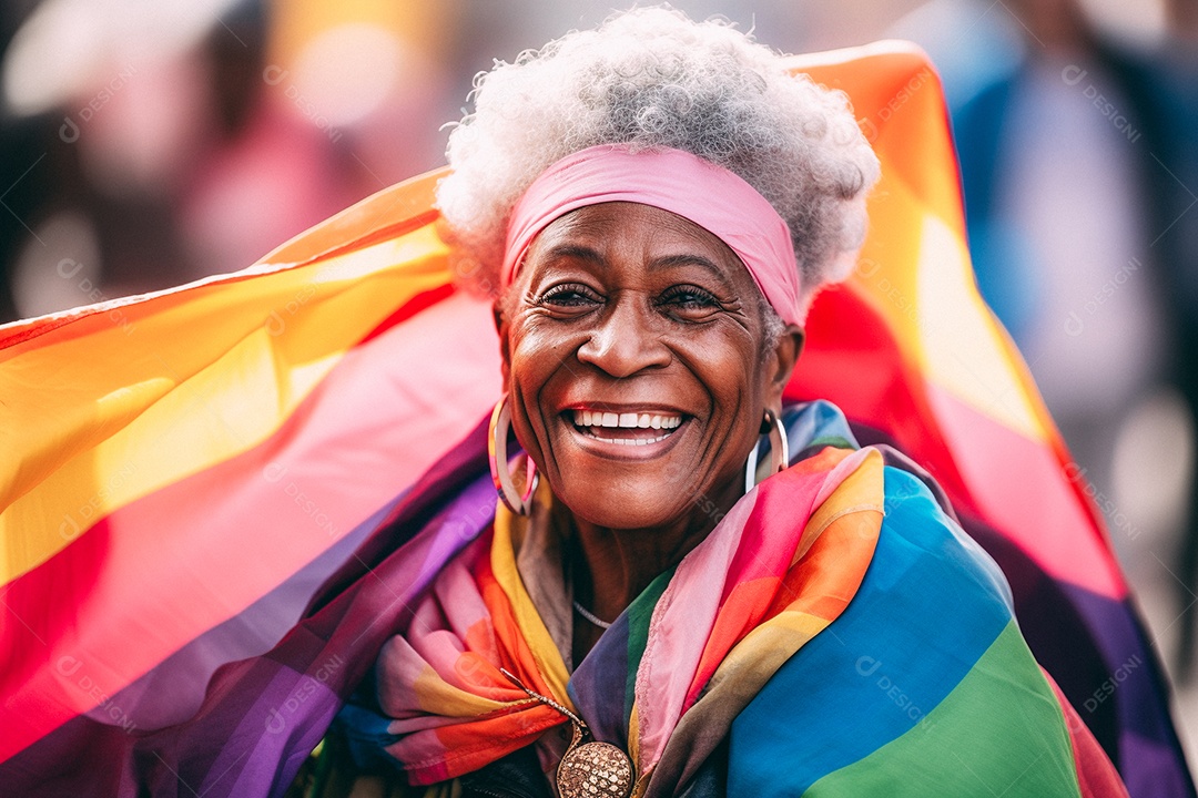 Pessoas da comunidade LGBT segurando a bandeira