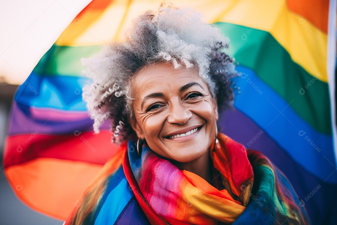Pessoas da comunidade LGBT segurando a bandeira