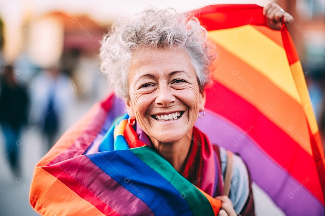 Pessoas da comunidade LGBT segurando a bandeira