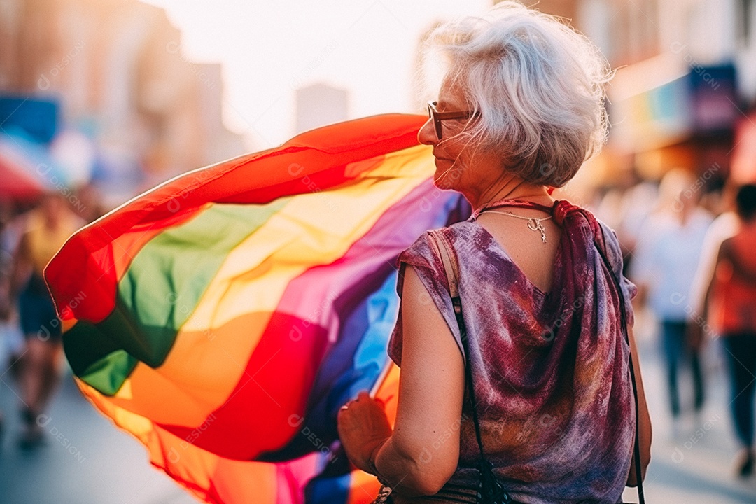 Pessoas da comunidade LGBT segurando a bandeira