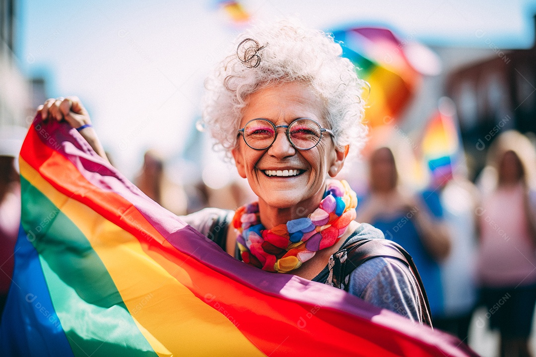 Pessoas da comunidade LGBT segurando a bandeira