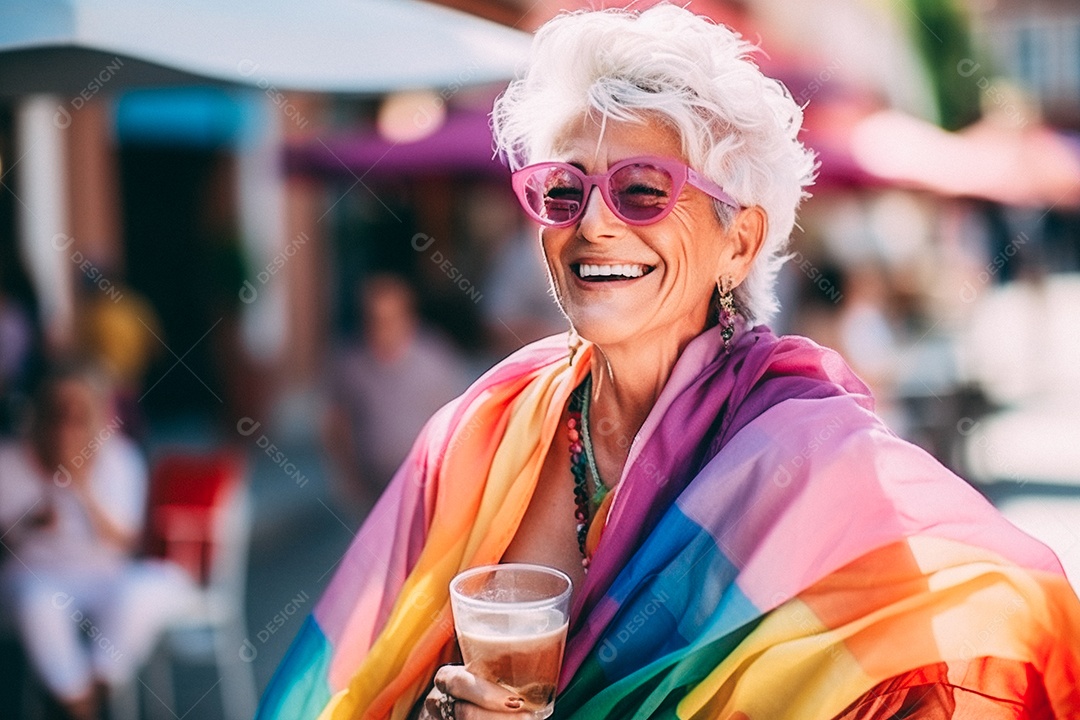 Pessoas da comunidade LGBT segurando a bandeira