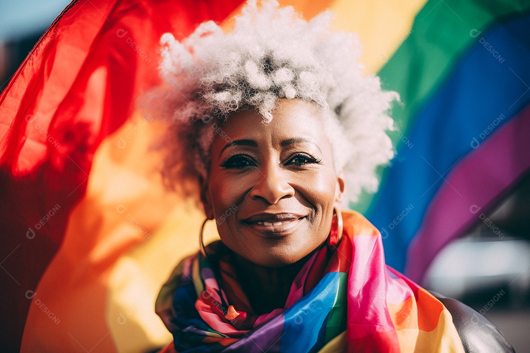 Pessoas da comunidade LGBT segurando a bandeira