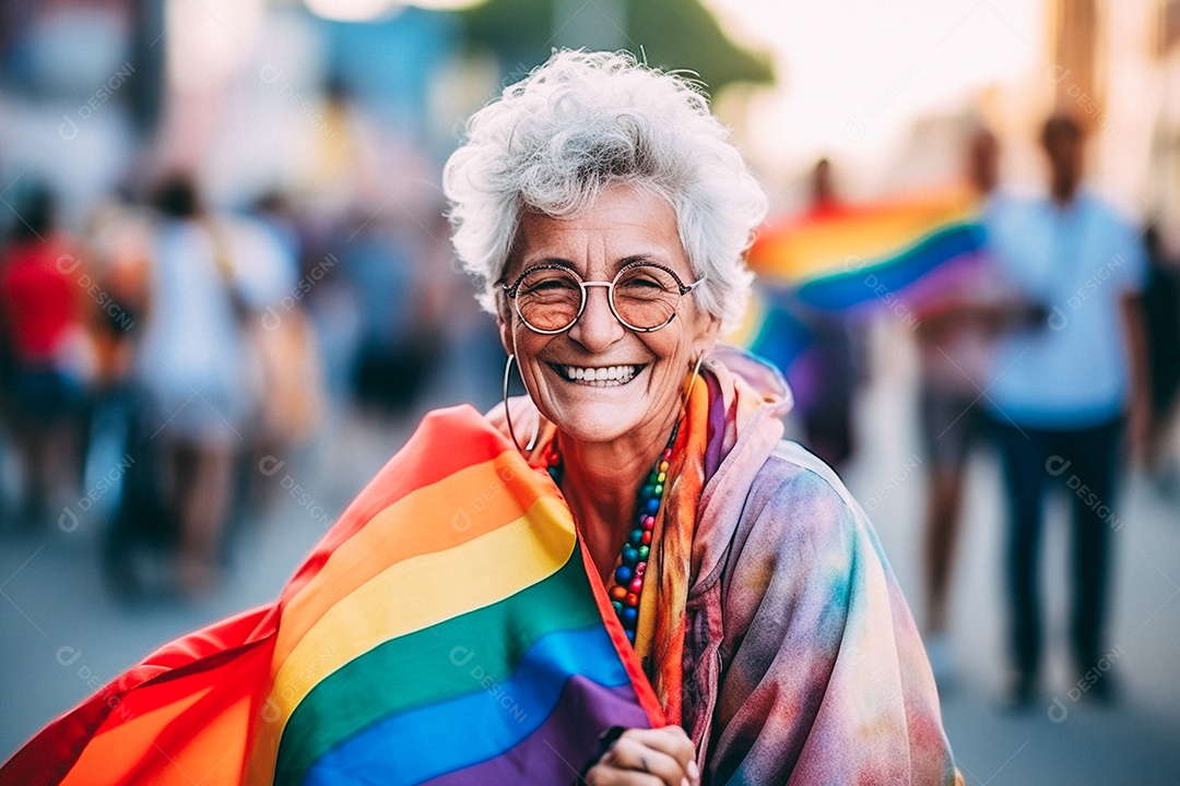 Pessoas da comunidade LGBT segurando a bandeira