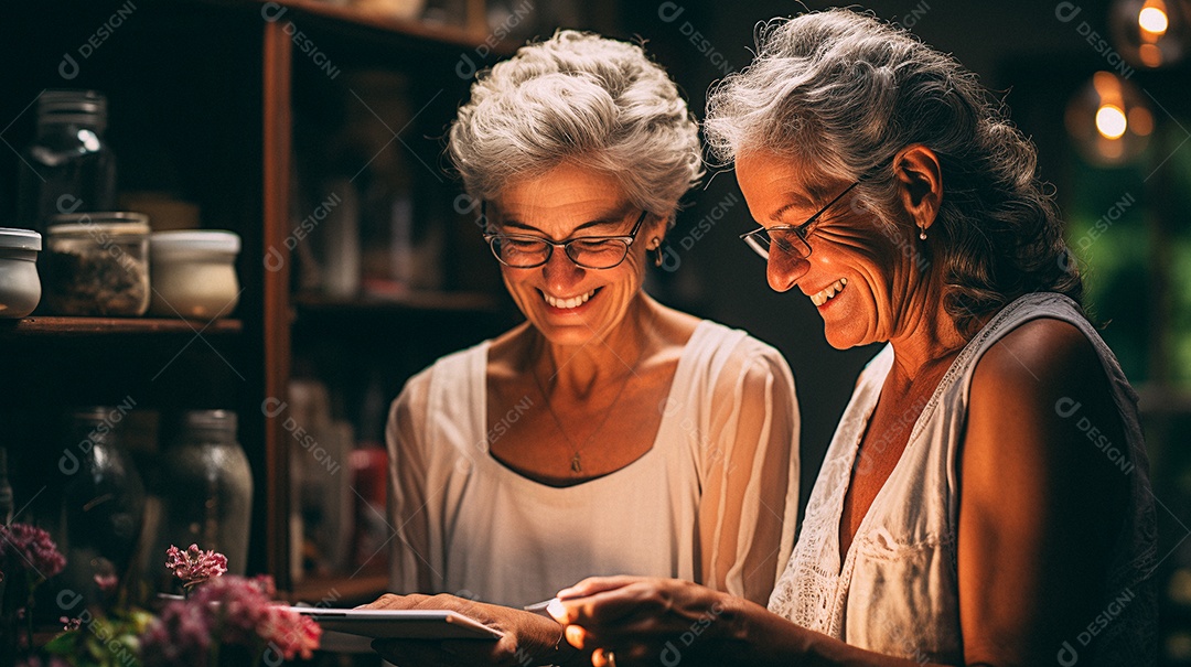 Em uma sala de estar bem iluminada, um idoso é capturado