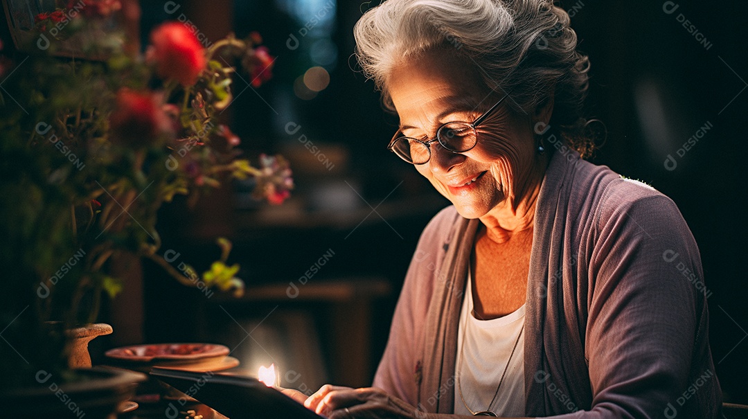 Em uma sala de estar bem iluminada, um idoso é capturado